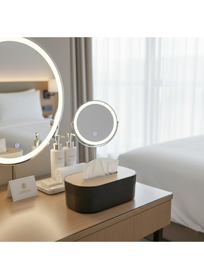 A modern tissue box with a wooden lid, featuring a contemporary design that combines simplicity and elegance. - Image 2